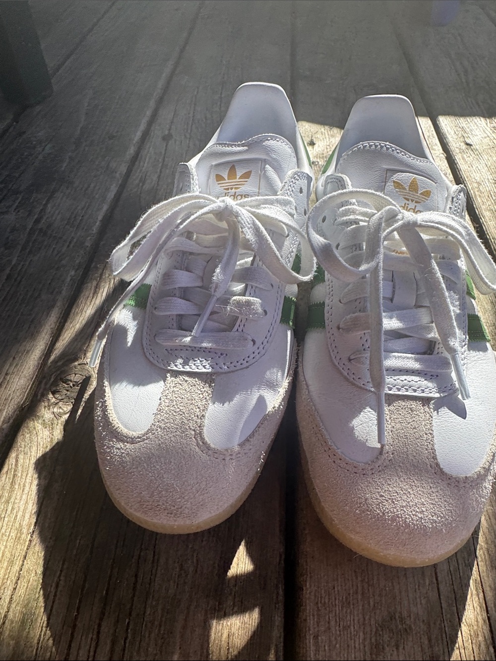 Adidas samba ADV white leather green strips 40 us m7 w 8.5